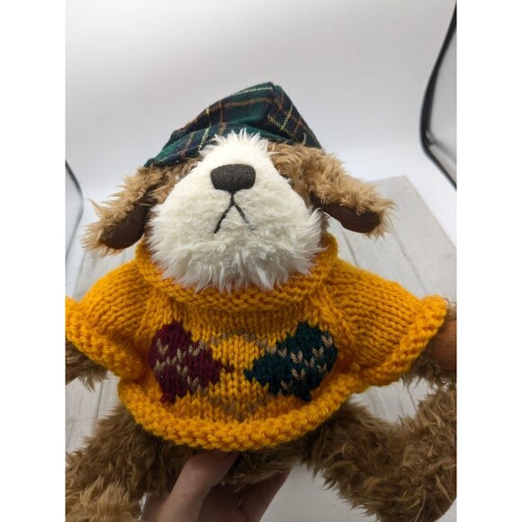 Vintage Augie Brass Button Dog Pickford Bear Dog Of Friendship Stuffed Animal 8" - Picture 5 of 5